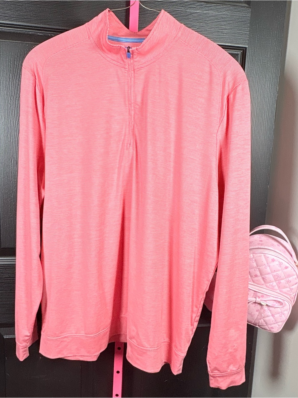 johnnie-O Men's Coral 1/4 Zip Long-Sleeve Pullover